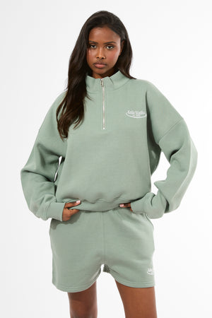 Kaiia Running Club Logo Sweat Shorts Green Tea