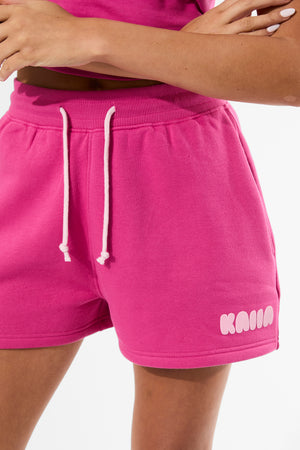 Kaiia Bubble Graphic Sweat Shorts Bright Pink & Baby Pink