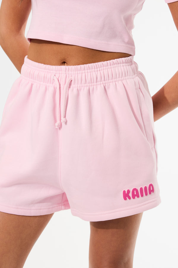 Kaiia Bubble Graphic Sweat Shorts Baby Pink & Hot Pink