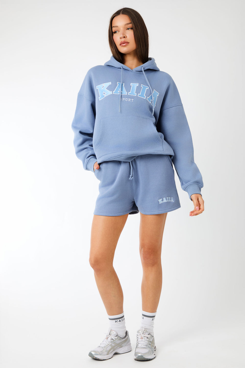 Kaiia Logo Sweat Shorts Vintage Blue