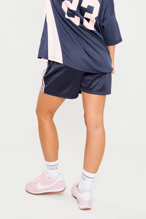 Kaiia Logo Tricot Shorts Navy & Pink