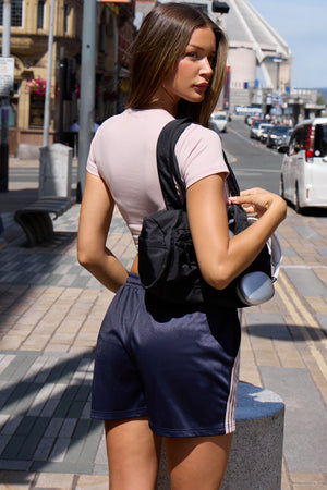 Kaiia Logo Tricot Shorts Navy & Pink