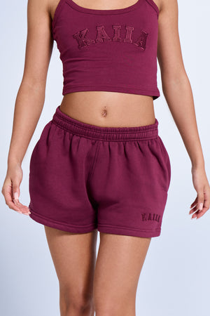 Kaiia Logo Mini Sweat Shorts Deep Burgundy