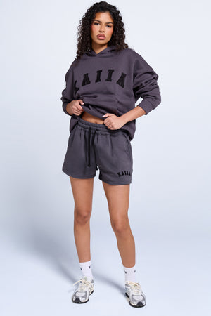 Kaiia Logo Relaxed Sweat Short Dark Grey