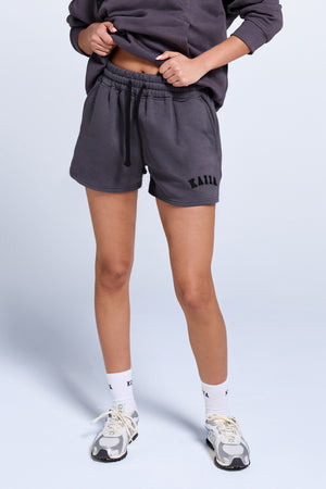 Kaiia Logo Relaxed Sweat Short Dark Grey