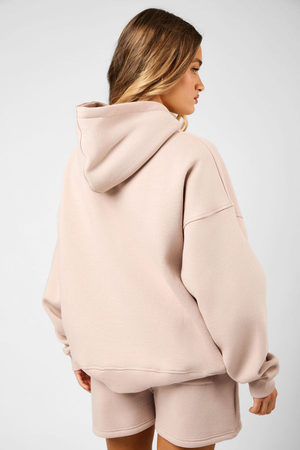 Kaiia Slogan Oversized Hoodie Champagne & Crème