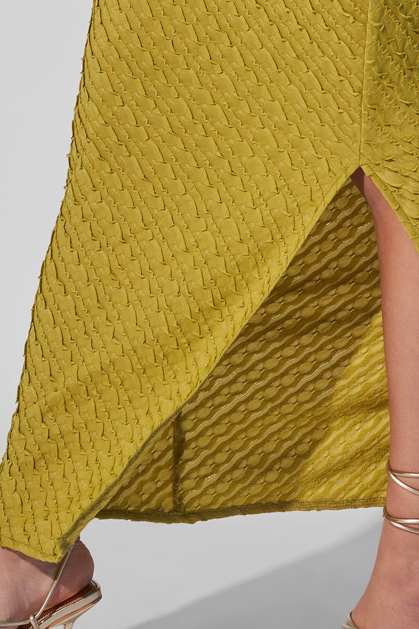 Kaiia Textured Column Maxi Skirt Co Ord Lime