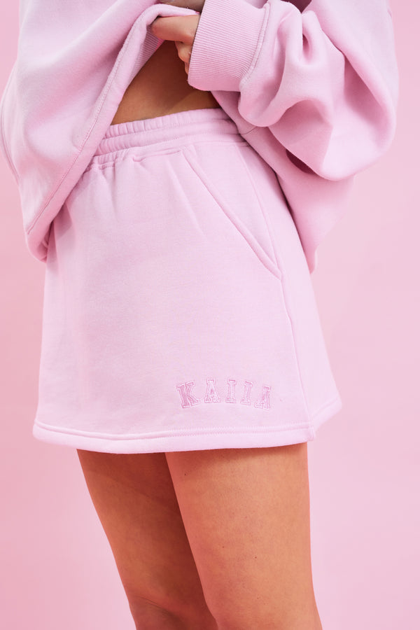 Kaiia Logo Mini Sweat Skirt Baby Pink