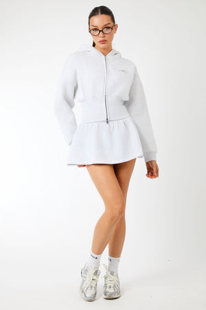 Kaiia Label Logo Mini Sweat Skirt Light Grey Marl