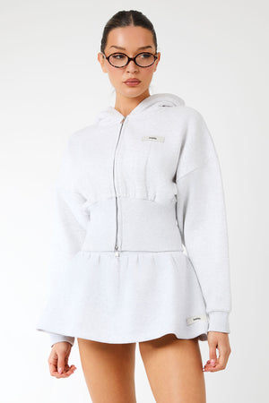 Kaiia Label Logo Mini Sweat Skirt Light Grey Marl