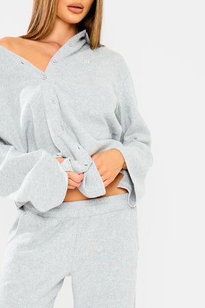 Kaiia Supersoft Button Down Shirt Grey Marl