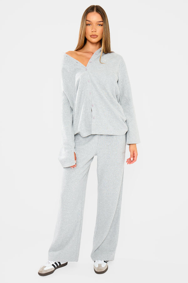 Kaiia Supersoft Button Down Shirt Grey Marl