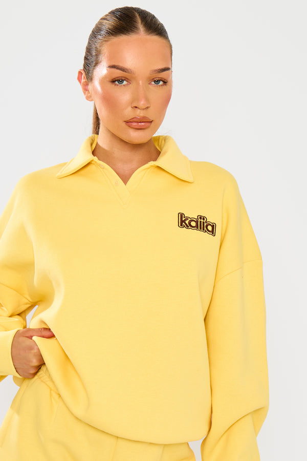 Kaiia Logo Oversized Rugby Sweatshirt Yellow