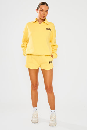 Kaiia Logo Oversized Rugby Sweatshirt Yellow