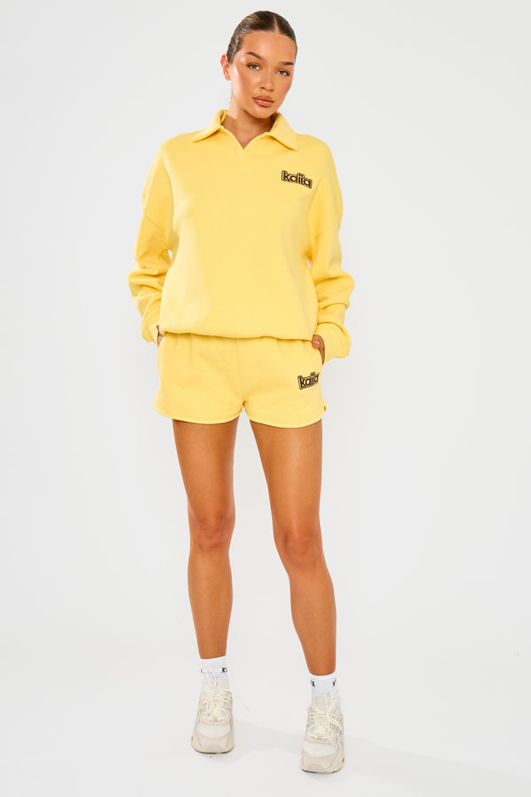 Kaiia Logo Oversized Rugby Sweatshirt Yellow