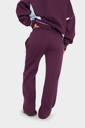 Kaiia Contrast Wide Leg Joggers Burgundy & Baby Blue