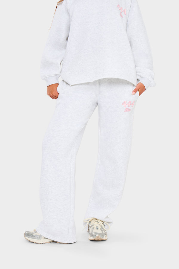 Kaiia 444 Wide Leg Joggers Light Grey Marl & Pink