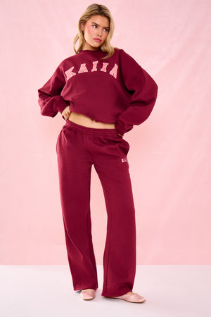 Kaiia Slogan Oversized Sweatshirt Warm Berry