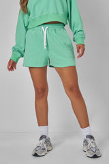 Relaxed Contrast Drawcord Sweat Shorts Green