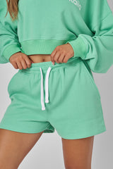 Relaxed Contrast Drawcord Sweat Shorts Green