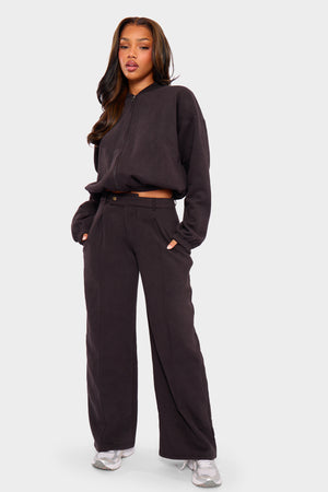 Kaiia Zip Through Bomber Style Sweatshirt Black