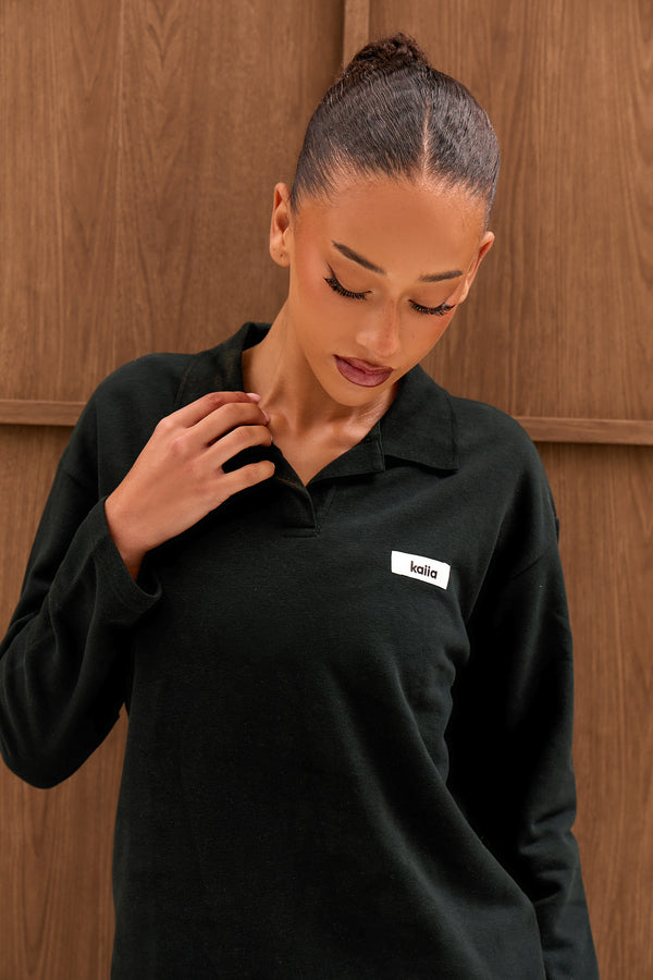 Kaiia Label Logo Rugby Shirt Dark Teal
