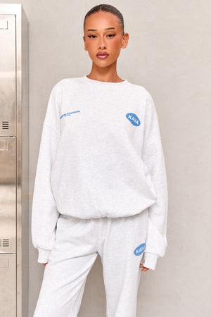 Kaiia Athleisure Oversized Sweatshirt Light Grey Marl & Vibrant Blue