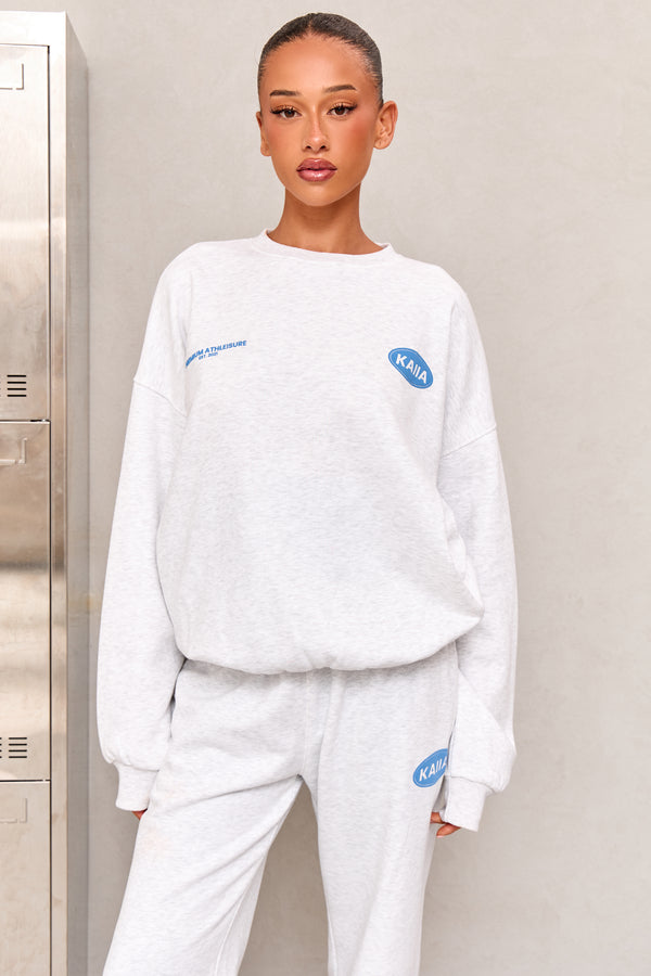 Kaiia Athleisure Oversized Sweatshirt Light Grey Marl & Vibrant Blue