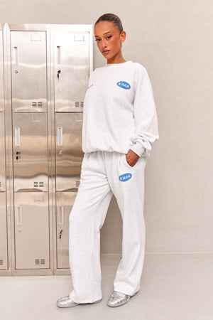 Kaiia Athleisure Oversized Sweatshirt Light Grey Marl & Vibrant Blue