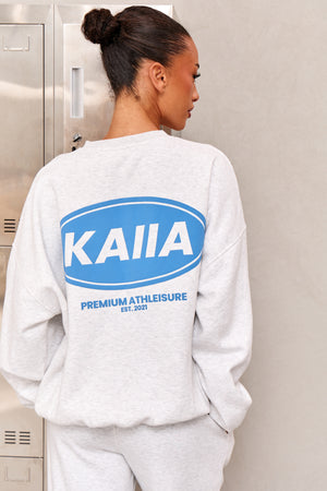Kaiia Athleisure Oversized Sweatshirt Light Grey Marl & Vibrant Blue