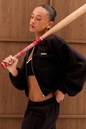 Kaiia Chrome Logo Pocket Detail Zip Through Sweatshirt Black