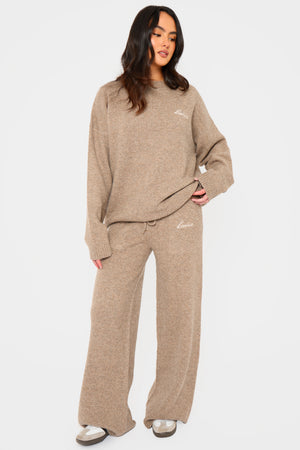 Kaiia Knit Oversized Sweatshirt Taupe Marl