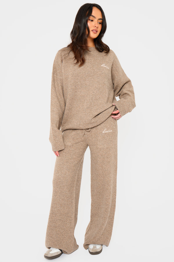 Kaiia Knit Oversized Sweatshirt Taupe Marl