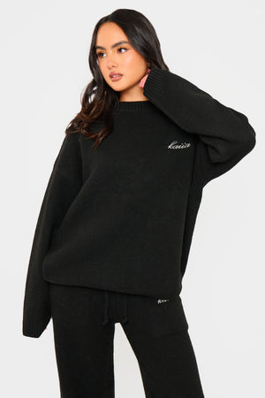 Kaiia Knit Oversized Sweatshirt Black