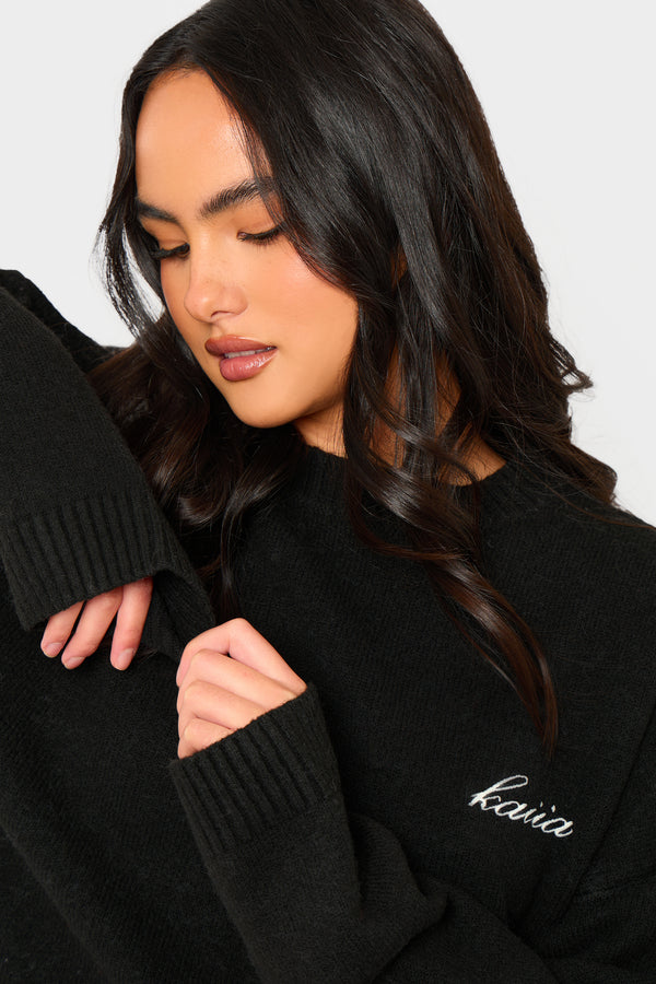 Kaiia Knit Oversized Sweatshirt Black
