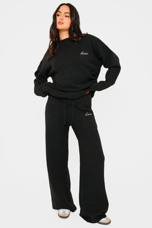 Kaiia Knit Oversized Sweatshirt Black