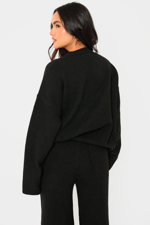 Kaiia Knit Oversized Sweatshirt Black