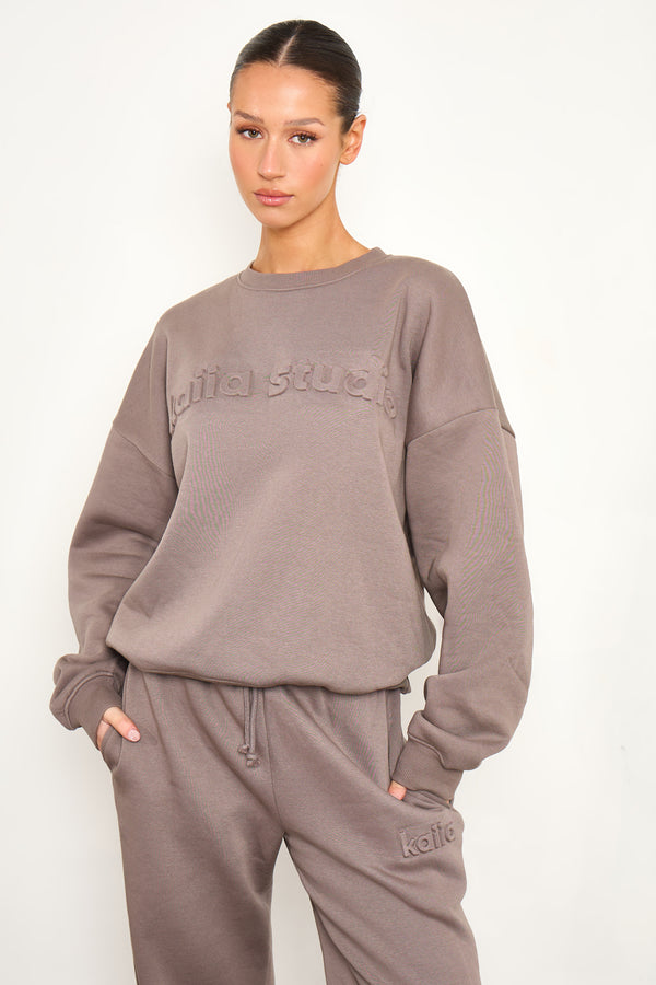 Kaiia Studio Embossed Oversized Sweatshirt Storm Grey