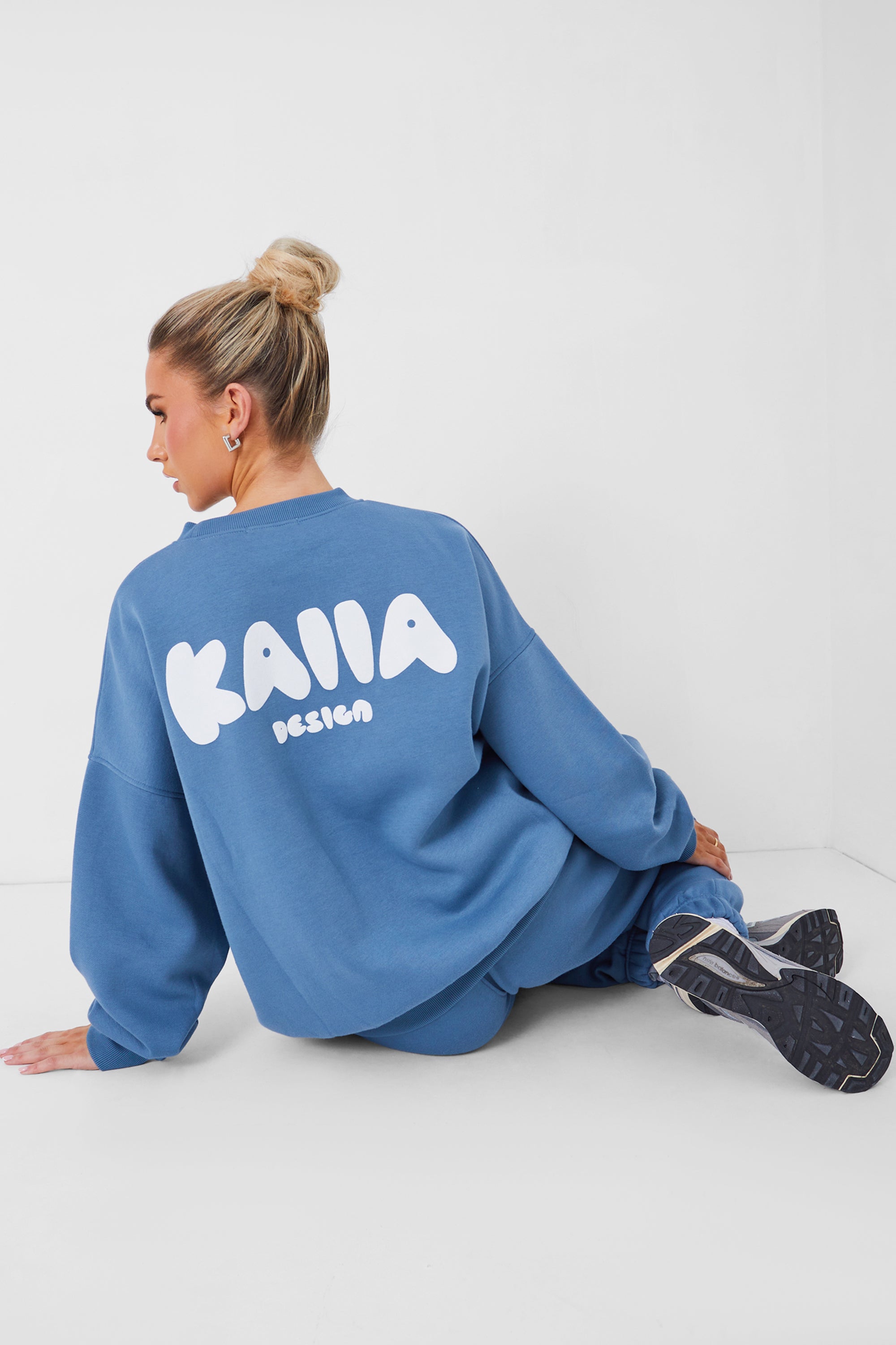 Kaiia Design Oversized Sweatshirt Co-ord Denim Blue