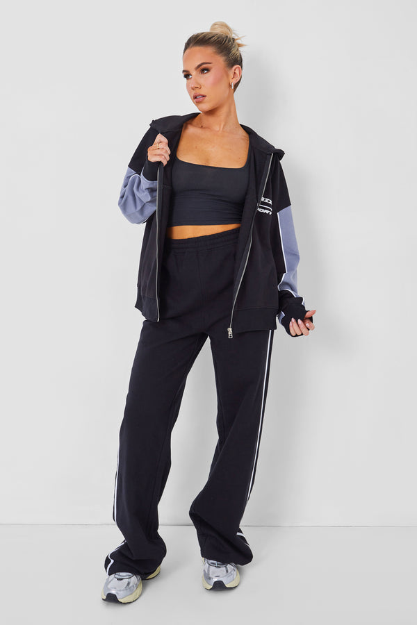 Kaiia Motocross Zip Through Hoodie Black