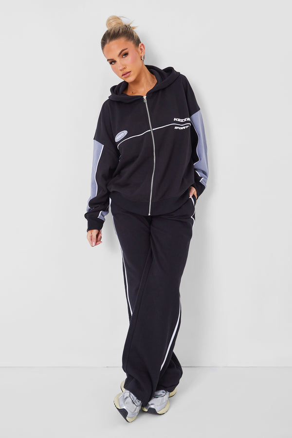 Kaiia Motocross Zip Through Hoodie Black