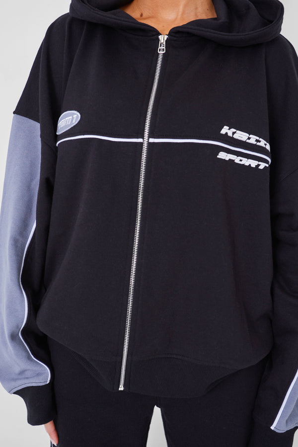 Kaiia Motocross Zip Through Hoodie Black