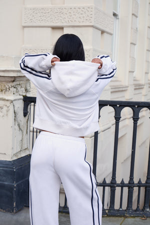 Kaiia Sport Side Stripe Oversized Hoodie Cream & Navy