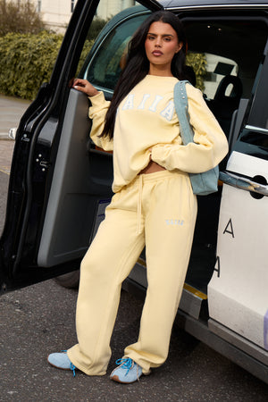 Kaiia Slogan Oversized Sweatshirt Lemon Frosting & Baby Blue