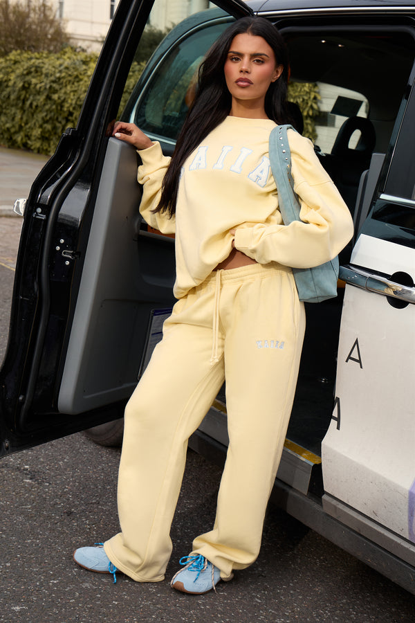 Kaiia Slogan Oversized Sweatshirt Lemon Frosting & Baby Blue