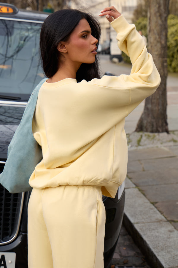 Kaiia Slogan Oversized Sweatshirt Lemon Frosting & Baby Blue