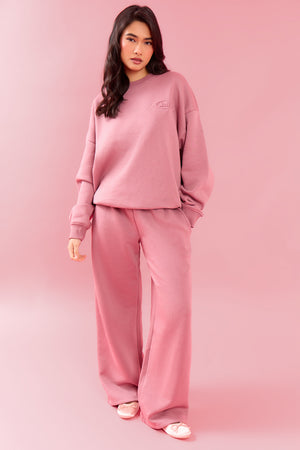 Kaiia Oval Embossed Oversized Sweatshirt Rose Latte