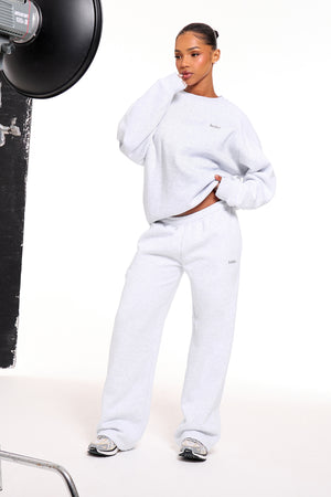 Kaiia Chrome Logo Oversized Sweatshirt Grey Melange