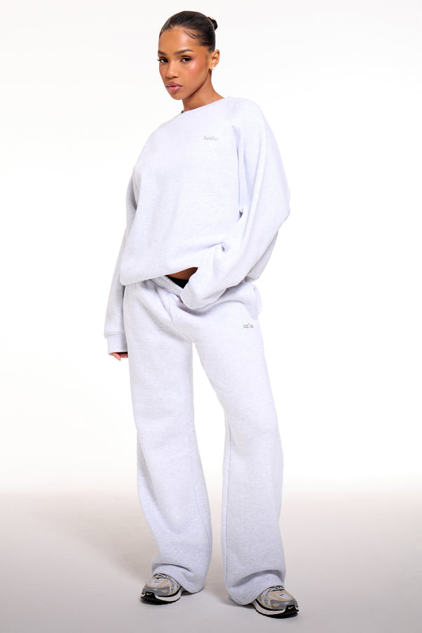 Kaiia Chrome Logo Oversized Sweatshirt Grey Melange