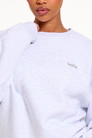Kaiia Chrome Logo Oversized Sweatshirt Grey Melange